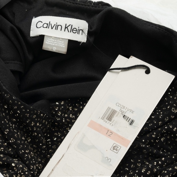 Calvin Klein Waterfall Ruffle Glitter Cocktail Dress - Picture 4 of 12